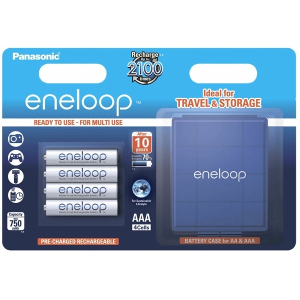 Аккумулятор Panasonic eneloop BK-4MCDEC4BE 800mAh AAA R03 +футляр BL4 (4/40)