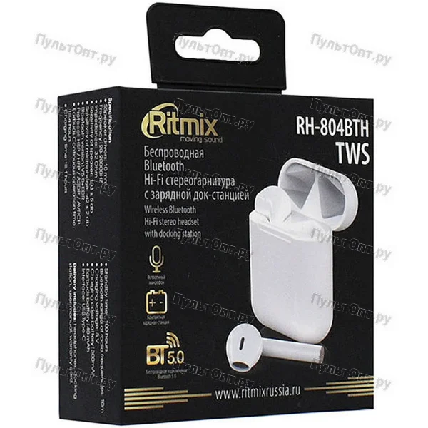 Гарнитура Ritmix RH-804BTH TWS White, Bluetooth 5.0 (1/80)