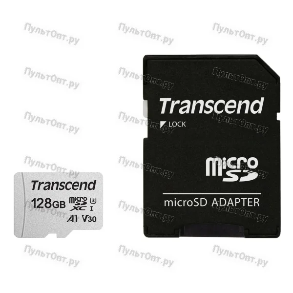 MicroSD 128GB Transcend 350V UHS-I U1 + SD адаптер (высокой надёжности)