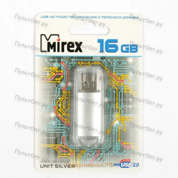 USB 16GB Mirex UNIT серебро (ecopack)