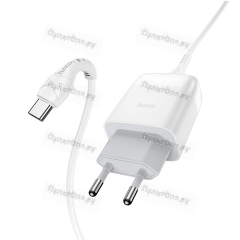 Блок питания сетевой 1 USB Hoco, C72Q, Glorious, 3A, пластик, QC3.0, кабель Type-C, цвет: белый(1/30