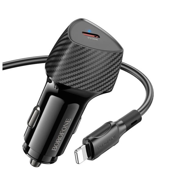 Блок питания автомобильный 1 Type-C Hoco Z57 Glorious, 3.0A, металл, QC3.0, PD30Вт, кабель Type-C - 