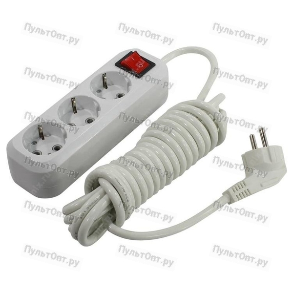 Удлинитель 10м 3гн зем Smartbuy 16А/3,5кВт с выкл. ПВС 3х1,0 (SBE-16-3-10-ZS)