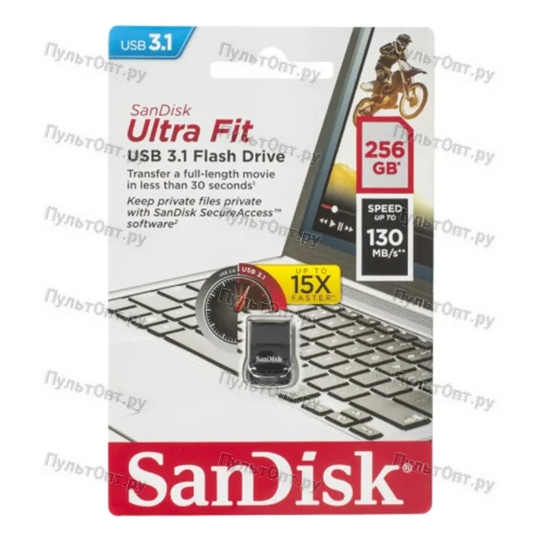 USB 3.1 256GB SanDisk Ultra Fit чёрный