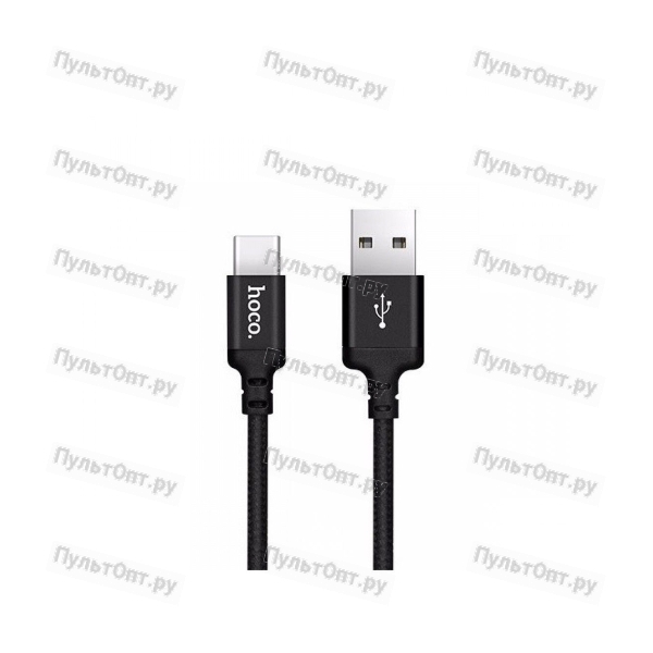 Кабель USB - Type-C Hoco X14 Times speed, 1 м, круглый, 3A, ткань (чёрный)