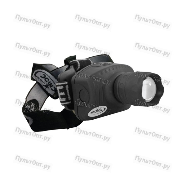 Фонарь Космос светодиодный H3W-LED налобный, LED 1*3W, регулируемый фокус, 3*ААА