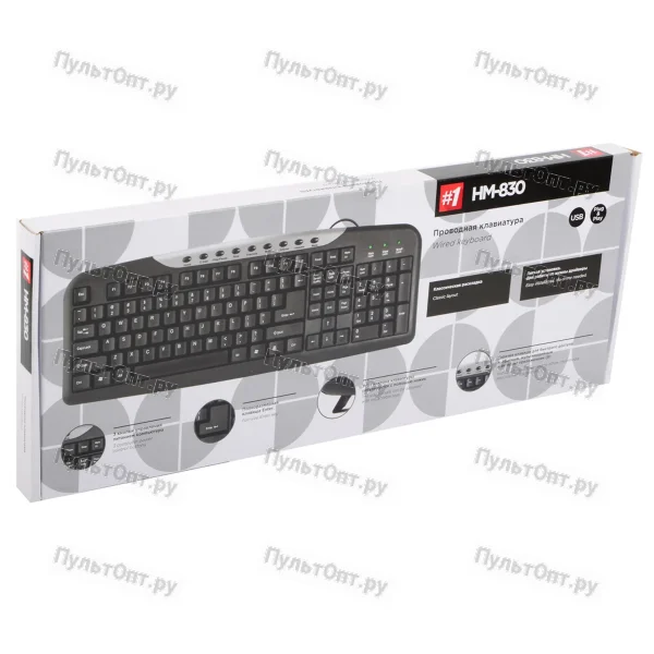 Клавиатура Defender 1 HM-830, USB, черный,полноразмерная