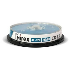 Диск Mirex CD-RW 700Мб 4X-12X Cake box 10 (10/300)
