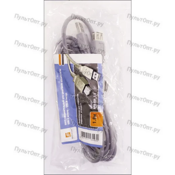 Шнур USB-A штекер - USB-A гнездо 1.8м (в ПЭ упаковке)