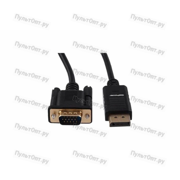 Кабель GoPower DisplayPort (m)-VGA (m) 1.8м ПВХ черный Premium Zip-Lock c подвесом (1/100)