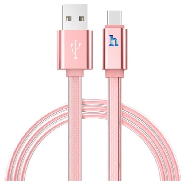 Кабель USB - Type-C Hoco UPL12 Plus Jelly, 1.2м, плоский, 3.0A, силикон, индикатор зарядки, ро