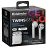 Гарнитура беспроводная Defender Twins 631 белый,TWS, Bluetooth, БЗ