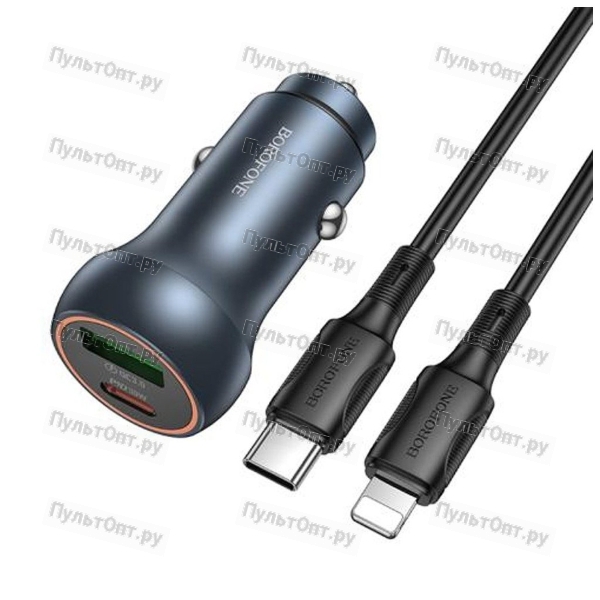 Блок питания автомобильный 1 USB, 1 Type-C Borofone BZ32A Fresh, PD48Вт, кабель Type-C - 8 pin, цвет