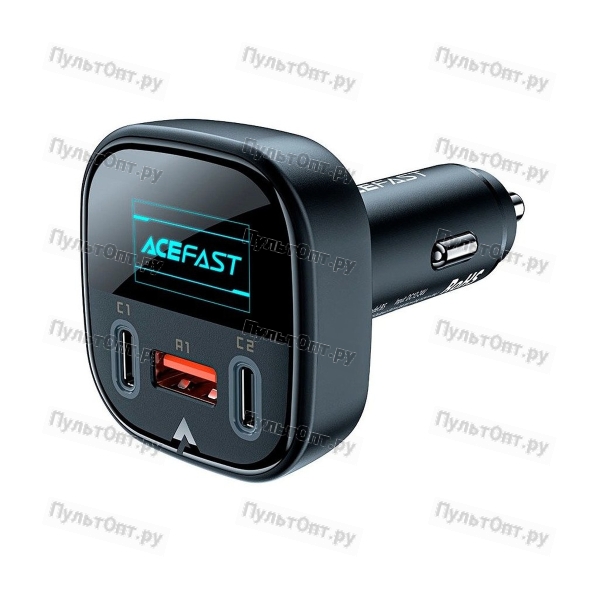Блок питания автомобильный 1 USB, 2 Type-C ACEFAST B5, 3000mA, пластик, QC3.0, PD101Вт, цвет: чёрный