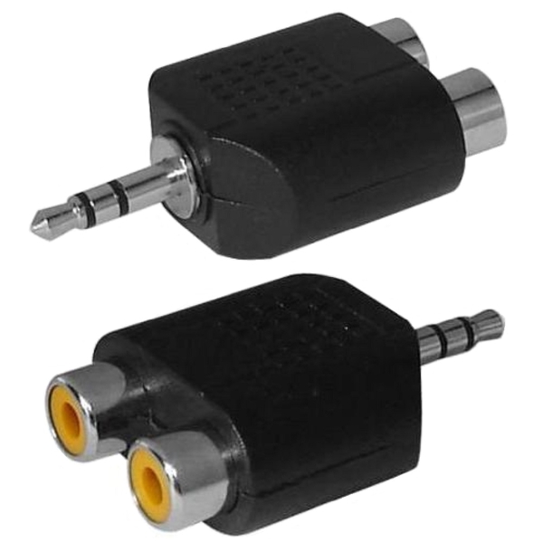 Переходник мини джек 3,5 мм - 2 RCA гнездо (50)