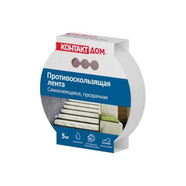 Клейкая лента Контакт 25мм*5м противоскользящая прозрачный