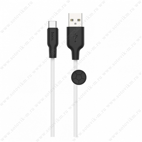 Кабель USB - Type-C Hoco X21 Plus, Silicone, 1.0м, круглый, 2.4A, силикон, чёрный,белый