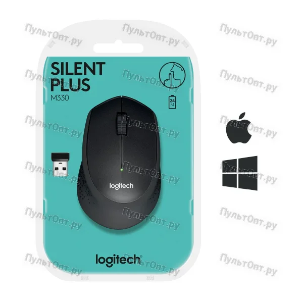 Мышь Logitech M330 Silent Plus черный оптическая (1000dpi) беспроводная USB (2but)