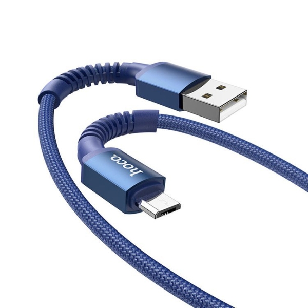 Кабель USB - микро USB Hoco X71 Especial, 1.0м, круглый, 2.4A, нейлон, цвет: синий (1/31/310)
