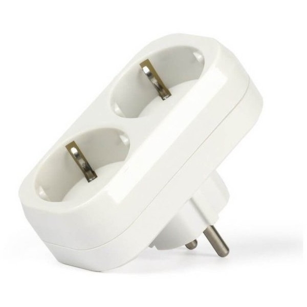 Разветвитель 2 гнезда с заземлением плоский 16А 250B (SBE-16-A02-2z)