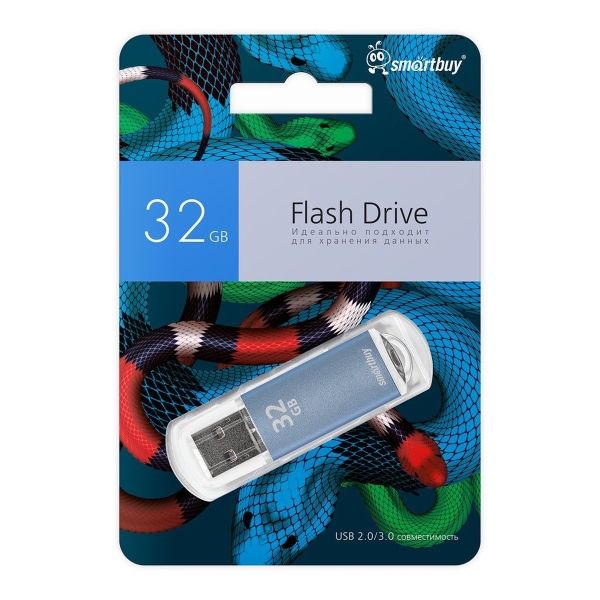 USB 32GB Smart Buy V-Cut синий (упаковка змея)