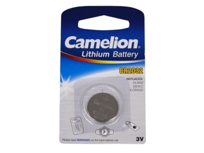 Батарейка Camelion CR2032 BL1 Lithium 3V (1/10/1800)