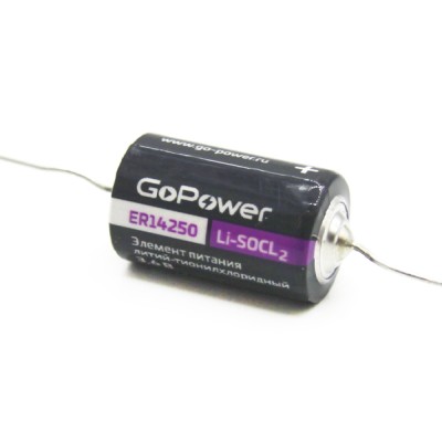 Батарейка GoPower 14250 1/2AA PC1 Li-SOCl2 3.6V с выводами (1/10/500)