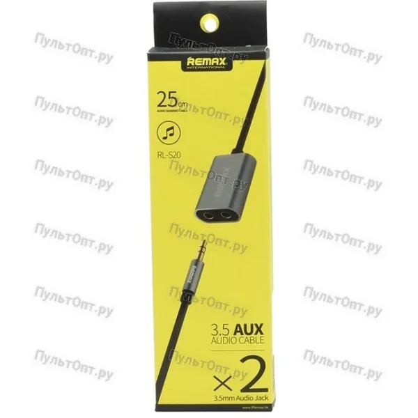Аудиокабель Remax RL-S20 3.5mm audio cable 25cм (черный)