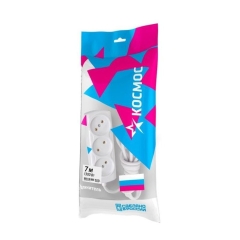 Удлинитель Космос 3р.Б/З 6A 7.0м ПВС 2x0.75мм белый