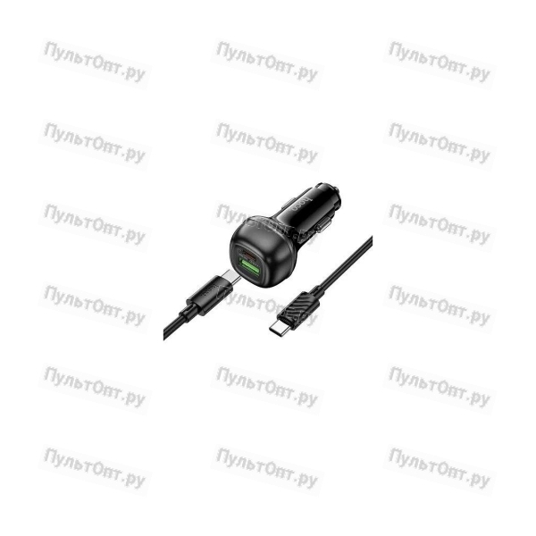 Блок питания автомобильный 1 USB, 1 Type-C Hoco Z58A Rank, 3.0A, пластик, QC3.0, PD30Вт, цвет: чёрн