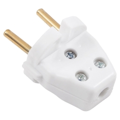 Штепсельная вилка В6-001 с кембриком белая 6А (Элект)