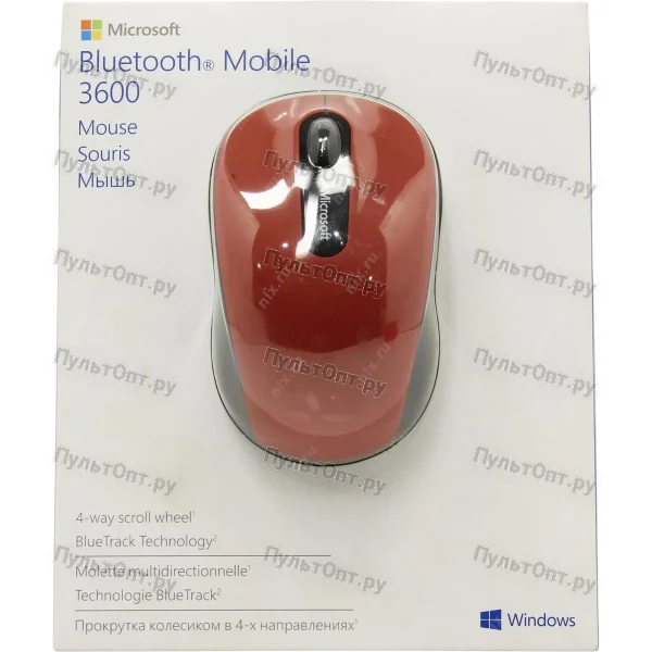 Мышь Microsoft Mobile 3600 красный/черный оптическая (1000dpi) беспроводная BT (2but)