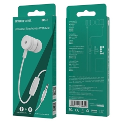 Наушники внутриканальные Borofone BM31 с микрофоном белый (1/76/304)