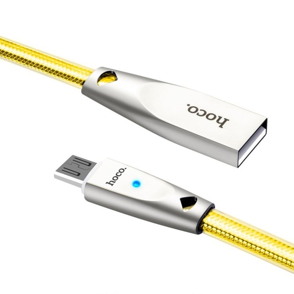 Кабель USB - микро USB Hoco U9, 1.2м, 2.4A, нейлон, цвет: розовое золото