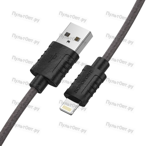 Кабель USB - 8 pin Borofone BX52 Airy, 1.0м, круглый, 2.4A, силикон, цвет: черный(1/360)