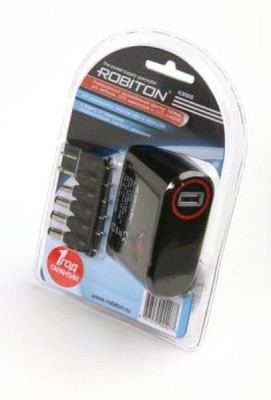 Адаптер/блок питания автомобильный Robiton K3000S 3000мА с насадками Micro- и Mini-USB BL1