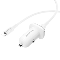 Автомобильное ЗУ Type-C Borofone, BZ12B, Lasting, 3000mA, пластик, PD, QC3.0, кабель 8 pin