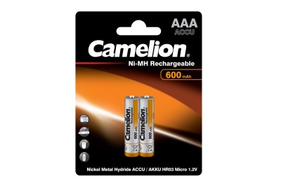 Аккумулятор бытовой Camelion R03 AAA BL2 NI-MH 600mAh (2/24/480)