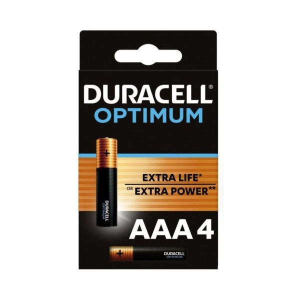 Батарейка Duracell Optimum LR03 AAA BL4 Alkaline 1.5V BE (4/32)