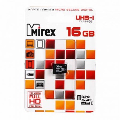 MicroSD 16GB Mirex Class 10 UHS-I без адаптера