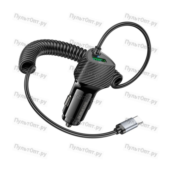 Блок питания автомобильный 1 USB, Type-C Borofone BZ31E Solid, PD30Вт, кабель Type-C, 
