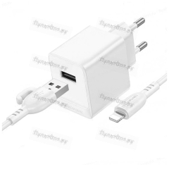 Сетевое З/У Borofone BAS11A 1USB 2.1A с кабелем Lightning белый (1/48/192)