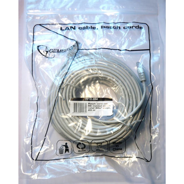 Патчкорд UTP кат. 5е, литой, многожильный, 20 м. (10/70)