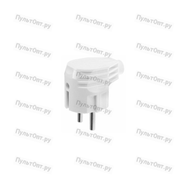 Вилка электрическая Smartbuy С/З 16A IP20 угловая плоская с кольцом белый (1/20/200)
