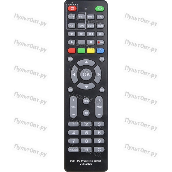Универсальный пульт Huayu DVB-T2+3-TV Ver.2026