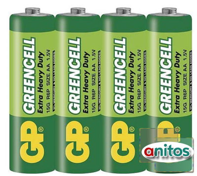 Батарейка GP GreenCell R6 AA Shrink 4 Heavy Duty 1.5V (4/40/200/1000)