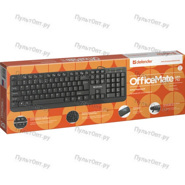 Клавиатура проводная Defender HM-710 OfficeMate классическая USB 1.5м черный