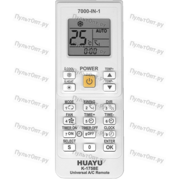 Пульт для кондиционера Huayu KT-9018E (K-1758E) (универсальный)