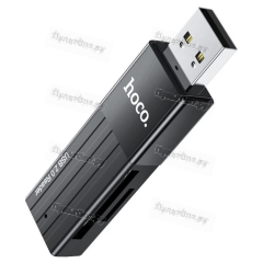 Кардридер Hoco HB20, USB 3.0, пластик, TF/ SD карта, цвет: чёрный (1/50/200)