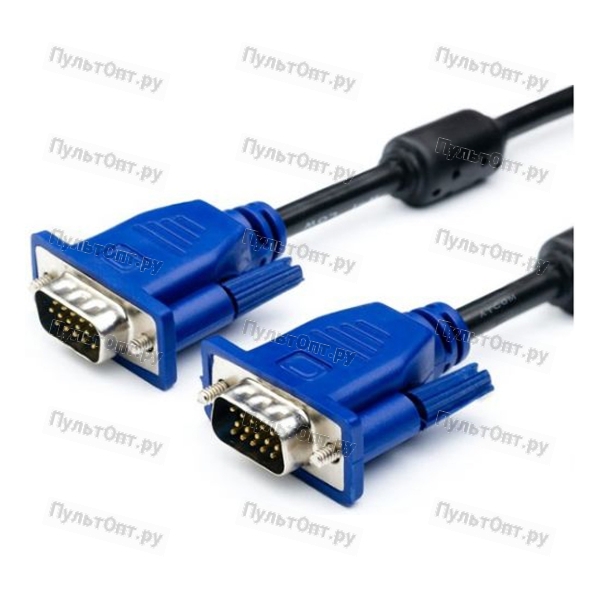 Кабель Atcom AT9153 VGA (m)-VGA (m) 30.0м силикон стаб.напр. синий в пакете (1/10)
